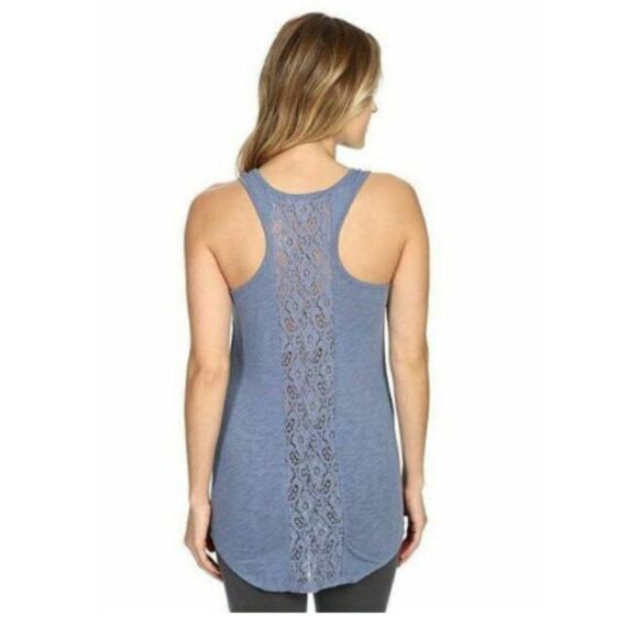 P.J. Salvage Demin Crochet Inset Tank Women's Size S Color Denim NWT - Picture 2 of 8